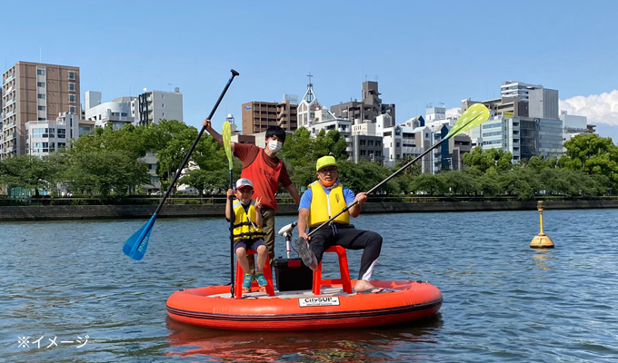 丸型サップボートで水上散歩