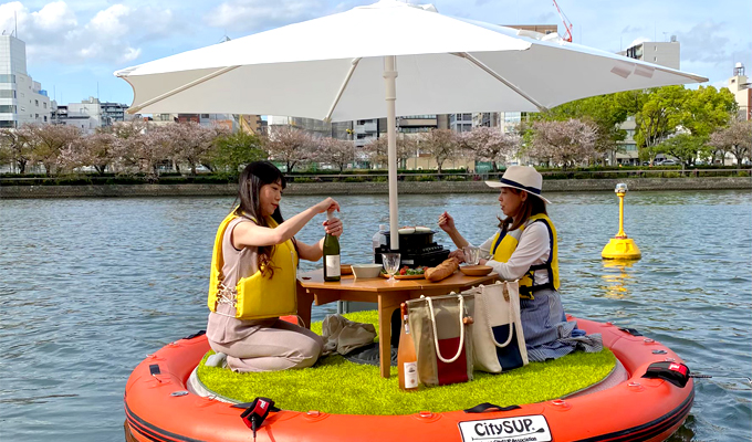 大和川河川敷緑地公園で水上ピクニック